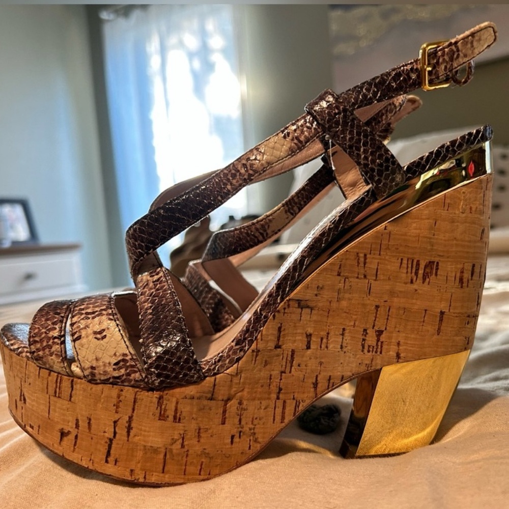 Miu miu snake print Wedge Sandals/ size 39.5